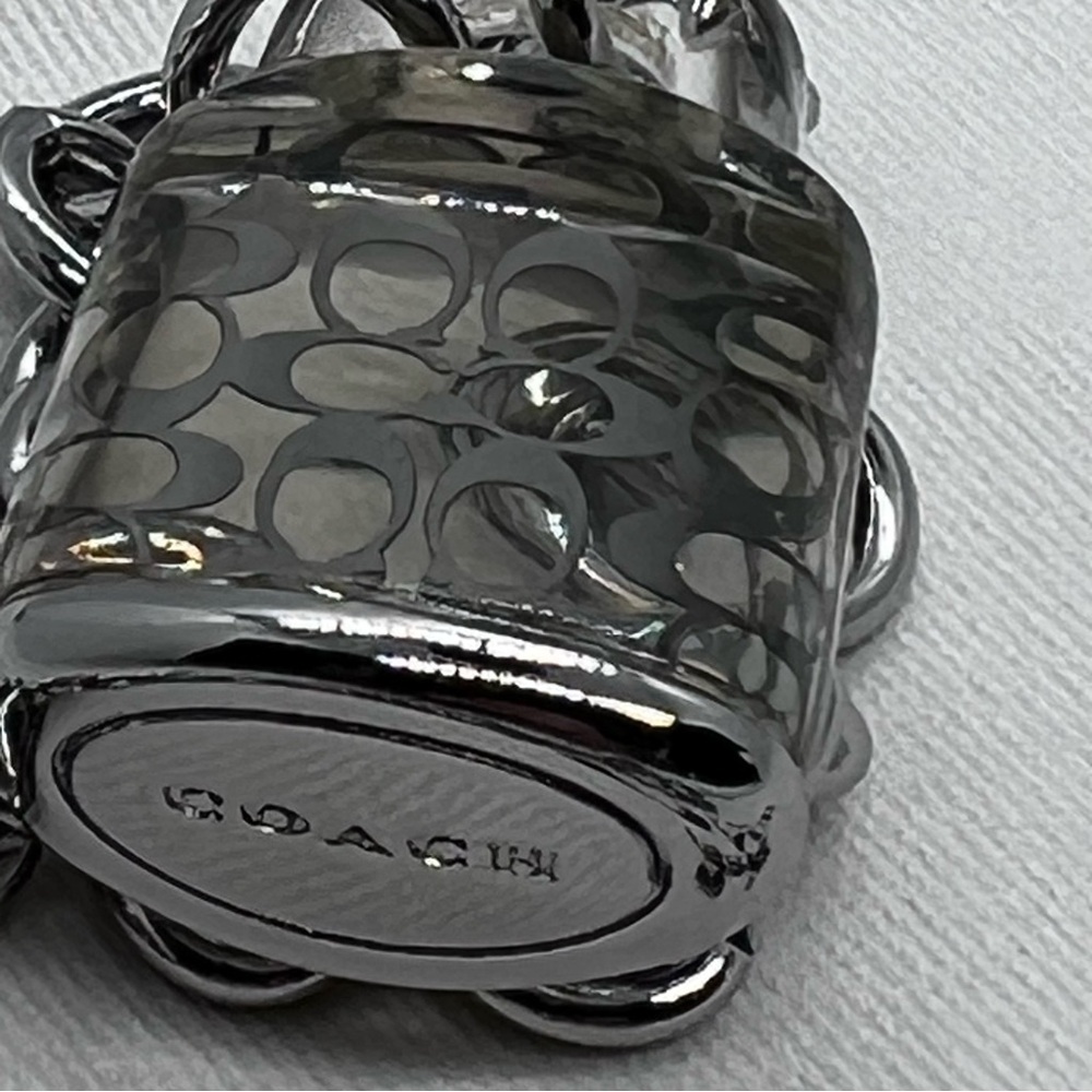 COACH Signature Lucite Padlock Pendant Necklace Silver Tone Clear C NWT - Picture 9 of 12